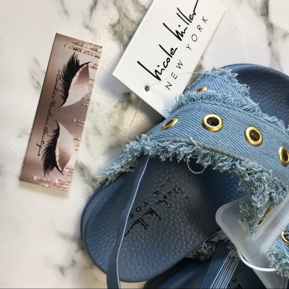‼️ Nicole Miller Baby Girl Denim Slip On Sandals - Picture 2 of 8